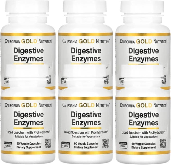 캘리포니아 골드 뉴트리션 소화 효소 다이제스티브 엔자임 90캡슐 6통, 90정 - 쿠팡