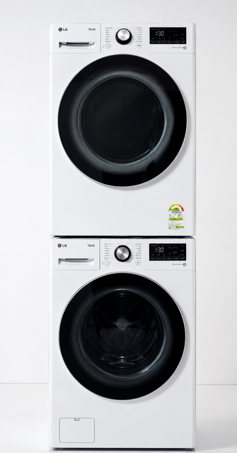LG전자 트롬 오브제컬렉션 세탁기 + 건조기 세트 21kg + 19kg 방문설치, F21WDLPR+RH19WTWN, 화이트