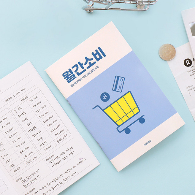 월간소비 플래너 한달용 만년형 캐시북 40p, 1개, 블루