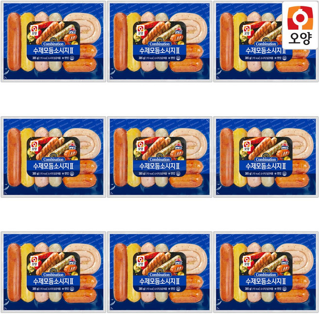 오양 수제모듬소시지 냉동 (업소용 식당용수제소시지 호프집 간편안주), 385g, 9개