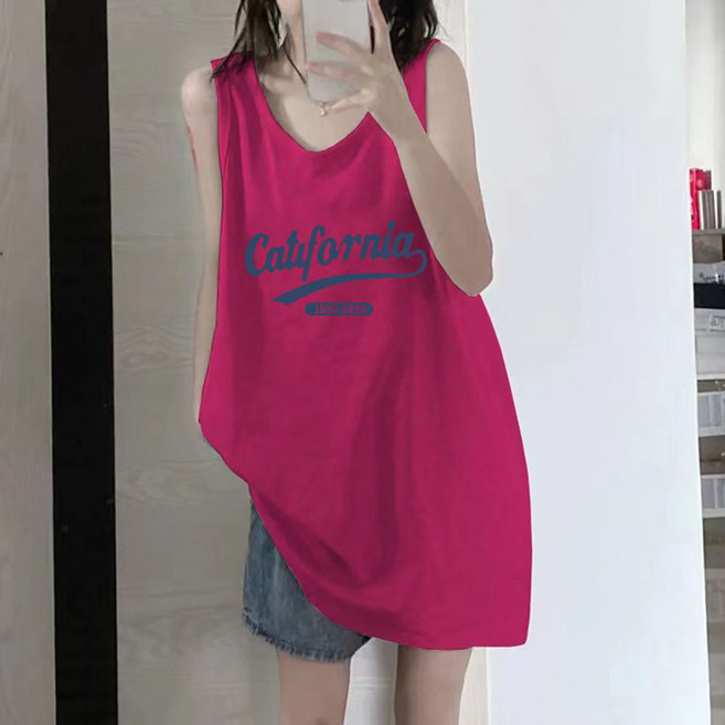 지고다그 여성용 여름용 루즈핏 민소매 롱티셔츠 뒷트임 캐주얼 나시 롱탑 빅사이즈 레이어드룩 ZK4817