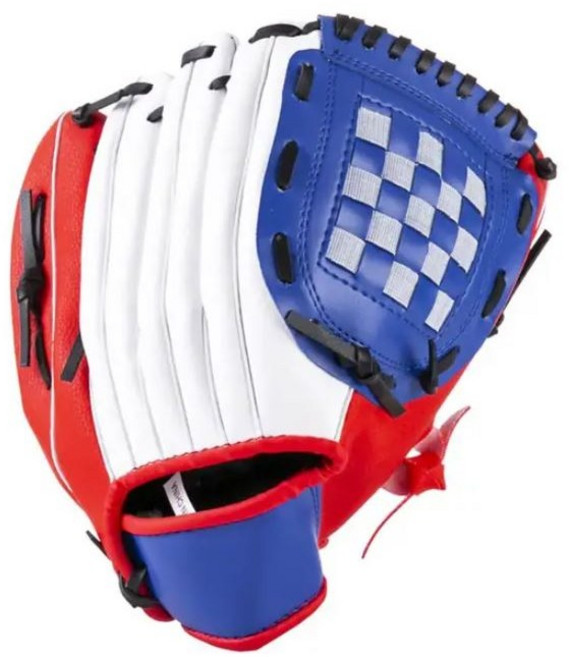야구 글러브 오른손 투구용 성인 사이즈 L, 레드블루, 1개
