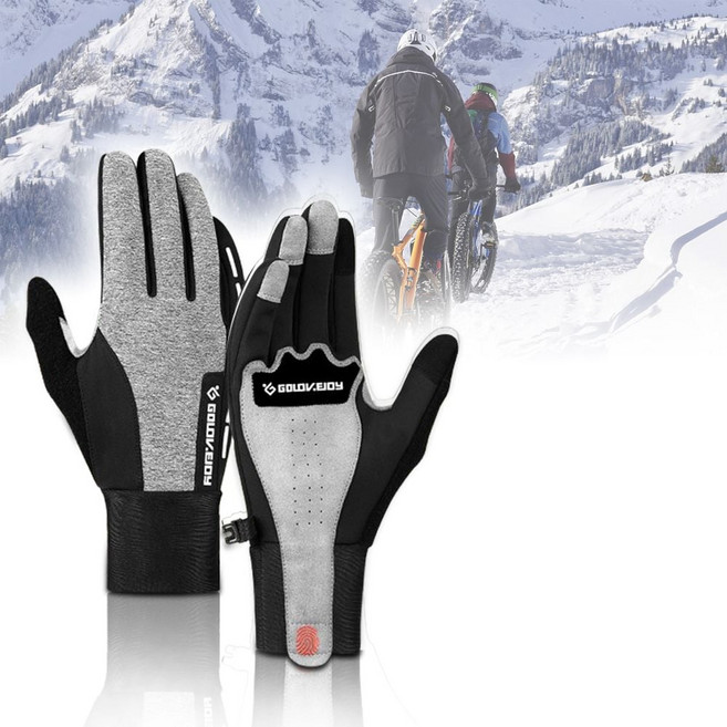겨울 스포츠 자전거 등산 방한 보온 터치 기모 장갑, 그레이 M