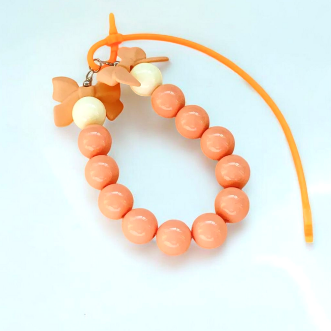 더림 더블리본 실리콘줄 골프티걸이+롱티세트, 1개, 오렌지