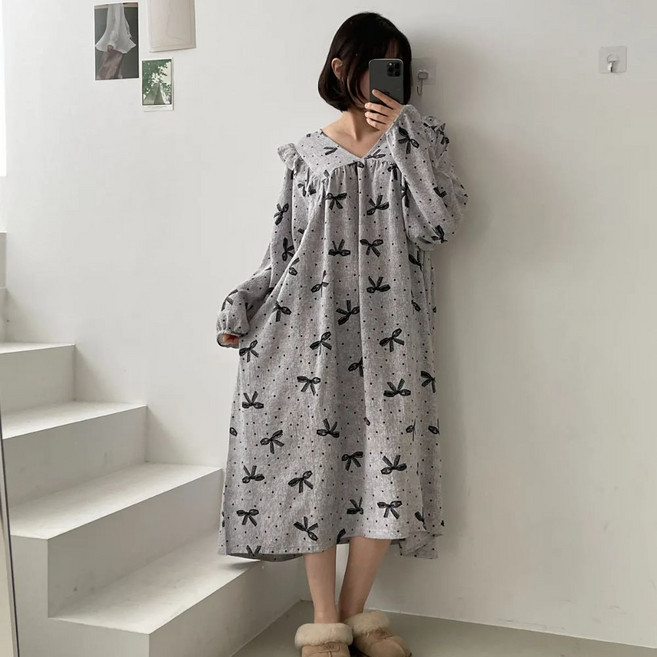 리즈온 여성 빅사이즈 잠옷 수면 홈웨어 파자마 원피스잠옷