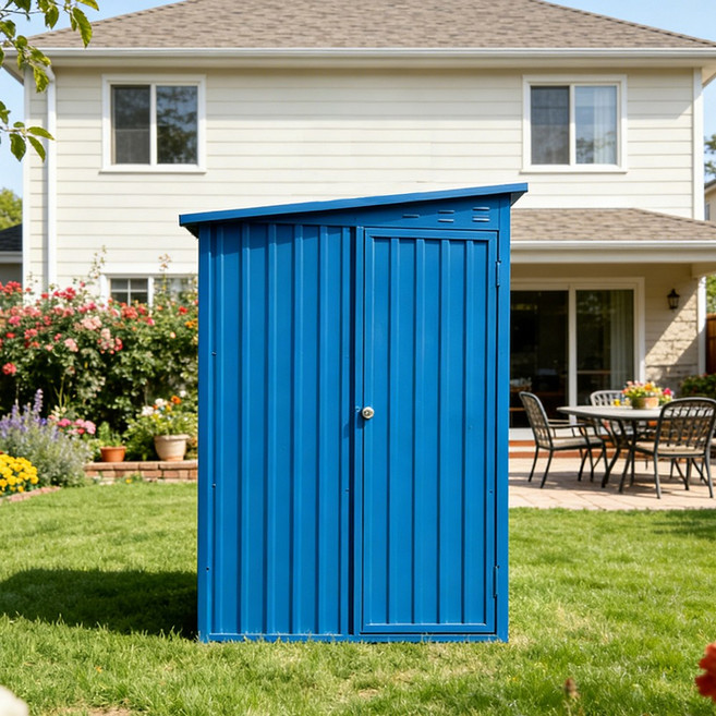 SevenTrees조립식창고 플랫타입 조립이 쉬운 스틸창고미니 소형 이동식 간이 전원주택, 블루80*130*187cm