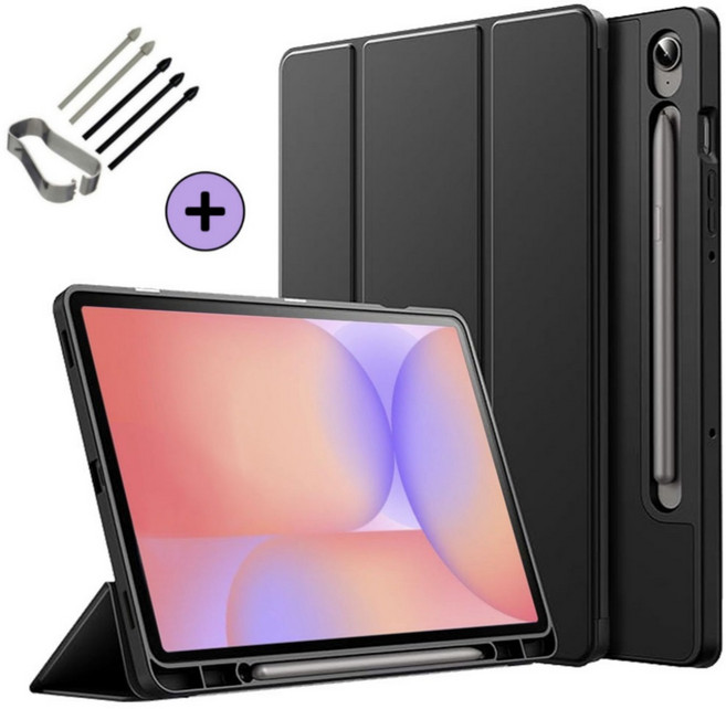 케이스나라 갤럭시탭 S10 Lite 라이트 호환 S펜슬 수납 케이스 보호 북커버 SM-X400 X406N, 다크블랙, 1개