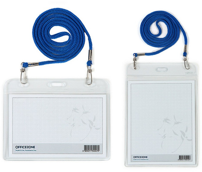 오피스존 200 목걸이 끈 명찰 110x72mm 카드명찰, 군-청색