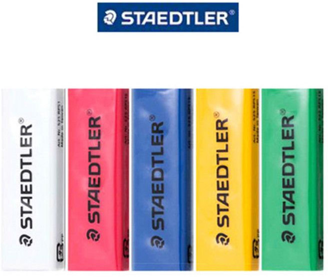 스테들러 지우개 슬라이딩 블랙 화이트, 5개, 지우개 리필심 (흰색+초록+파랑+노랑+빨강)