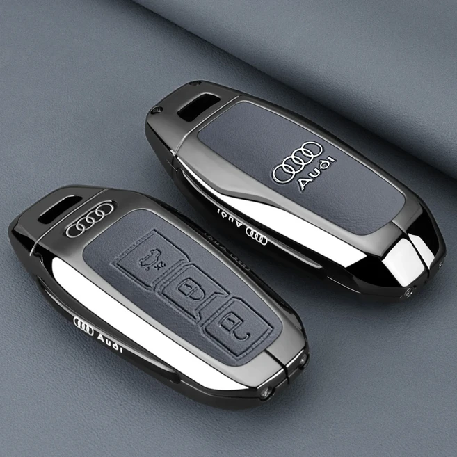아우디 A3 A5L Q6 A6L Q5 신형 2025형 차량용 가죽 키 케이스 쉘 버클 특수 자동차 키 커버 리모컨 보호 쉘, 02 F-grey