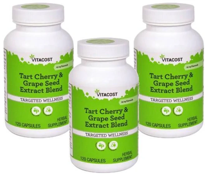 비타코스트 타르트 체리 & 포도씨 추출물 혼합물 표준화 캡슐 120정, 3개 - 쿠팡