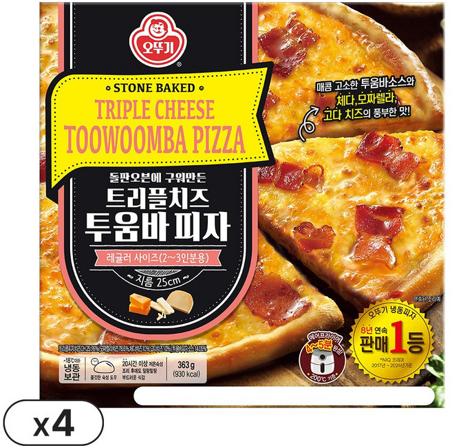 오뚜기 트리플치즈피자 투움바363g 4개, 363g