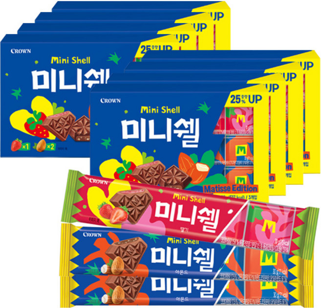 크라운 미니쉘 90g (아몬드2+딸기) x 8개입 1세트, 2세트