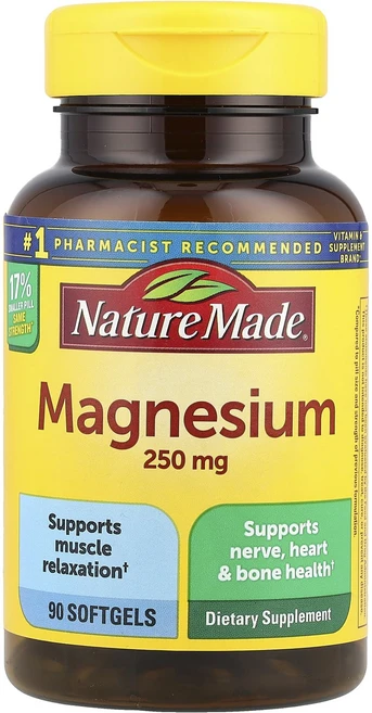 단백질 비타민 철분 마그내슘 칼슘 Nature Made 마그네슘 250mg 소프트젤 90정 고루고루섭취해주세요, NatureMade마그네슘250mg소프트젤90정, 1개 - 쿠팡