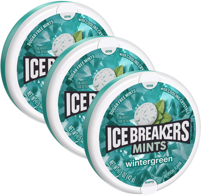 아이스 브레이커 윈터그린 슈가프리 민트 캔디, 3개, 42g