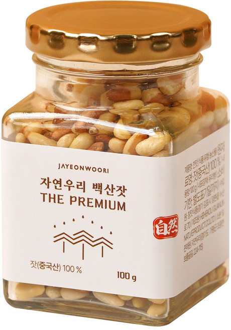 자연우리 백산잣 더 프리미엄 유리병 생식용 잣, 1개, 100g