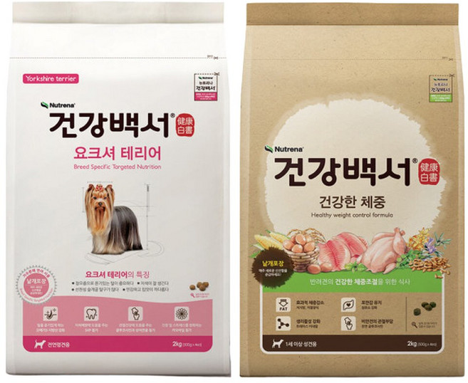 뉴트리나 건강백서 강아지사료 요크셔테리어2kg+체중2kg, 1개, 2kg