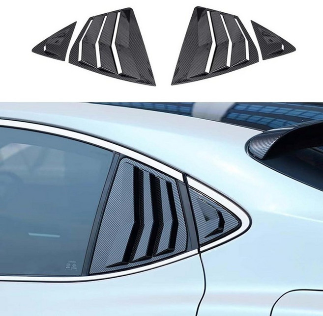 토요타 캠리 2025 2026용 자동차 창문 루버 후면 창문 장식 커버 블랙 자동 송풍구 블라인드 액세서리 (브라이트 블랙), 탄소 섬유 스타일