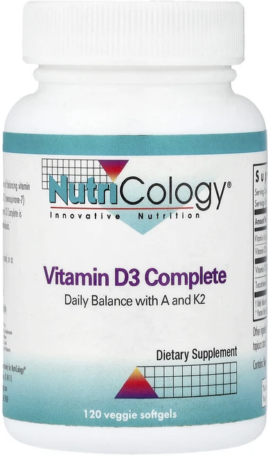 뉴트리콜로지 비타민 D3 컴플리트 120 베지소프트젤, 3개, 120정 - 쿠팡