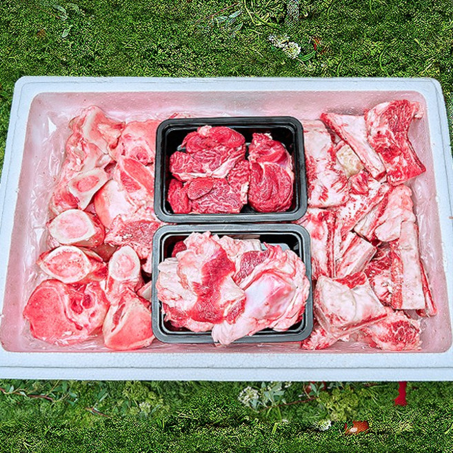 한우 사골 모듬 보신 세트 총 4.8kg 사골 2kg 잡뼈 2kg 도가니 500g 사태 300g, 1세트, 한우사골2kg+잡뼈+2kg+도가니500g+사태300g