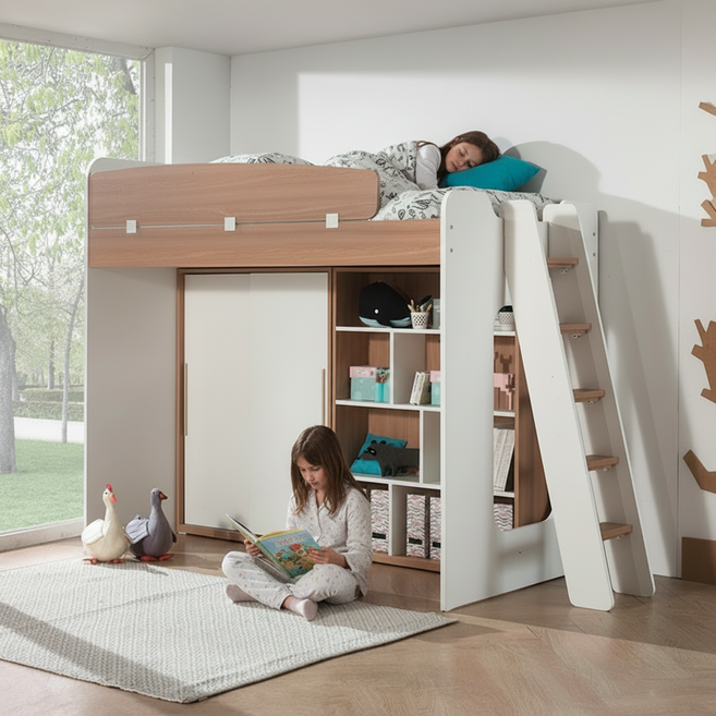 [보루네오] 엘리브 스타 벙커침대 사다리형 I세트 ys017-1, 화이트