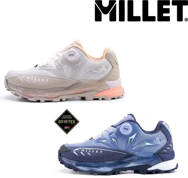 밀레 [사계절] 여자 안정감 있는 포인트 그립 아웃솔 적용한 고어텍스 서라운드 방수 트레킹화