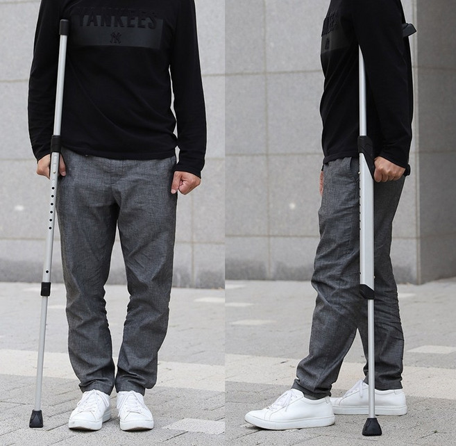 목발 알루미늄목발 의료용 지팡이 어르신 보행기 엘보 클러치, 1개