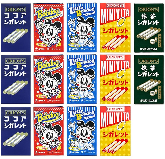 오리온 시가렛 5종 모둠 총 14개 코코아 시가렛 콜라 시가렛 사와 시가렛 미니비타씨 시가렛 녹차 시가렛, 1개, 1g