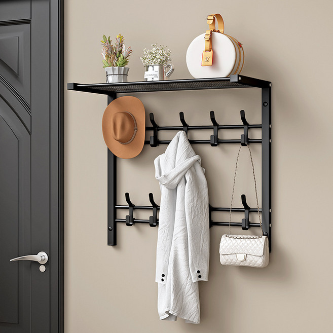 벽걸이 수납 후드 행거, A-블랙이층. 이중.