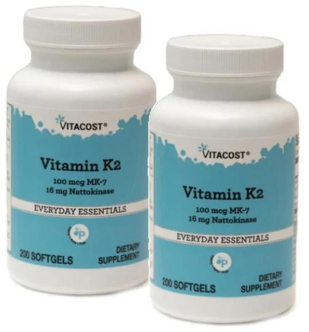 비타코스트 비타민 K2 100mcg MK-7 16mg 나토키나제 소프트젤 Vitacost Vitamin K2 MK-7 Nattokinase, 2개, 200정 - 쿠팡