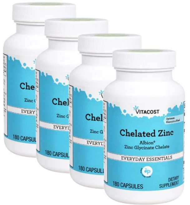 비타코스트 킬레이티드 아연 글리시네이트 Vitacost Chelated Zinc, 180정, 4개 - 쿠팡