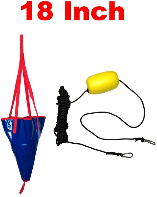 카약 카누 보트 요트 PVC 바다 앵커 Drogue 표류 브레이크 슈트 30 피트 견인 던지기 라인 검색, 03 18inch Blue