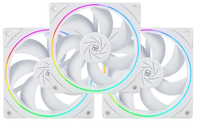 써멀라이트 TL-S12W X3 CPU 팬 120mm 케이스 쿨러 팬에는 ARGB 조명 효과 1500RPM 속도의 PC PWM 무음 컴퓨터 팬 냉각 화이트 3팩 가 포함되어 있습