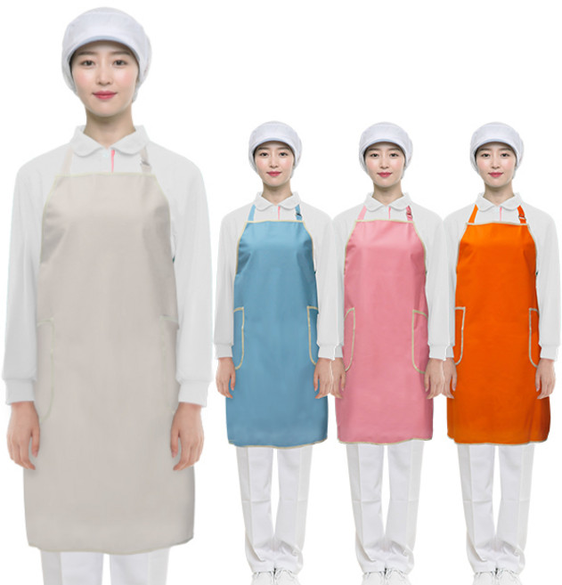 깨끗한배식앞치마(양면방수/홀터넥형)메쉬/위생앞치마, 오렌지, 1개