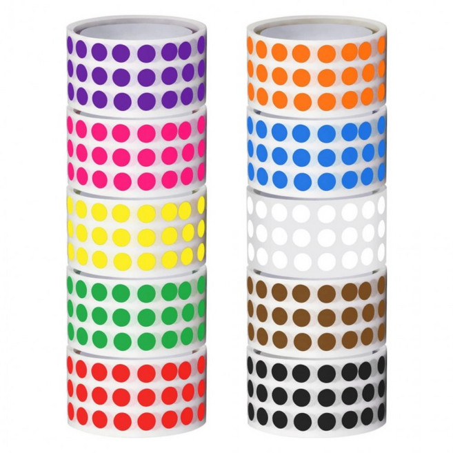 10000개입 도트 원형 스티커 6mm, 1세트, S5146 형광레드