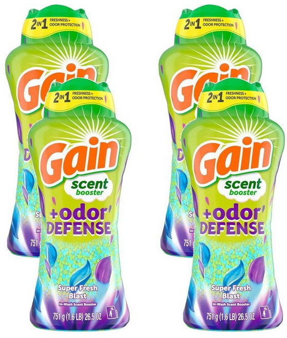 Gain 게인 인워시 센트 부스터 오도 디펜스 슈퍼 프레쉬 블래스트 453g, 4개