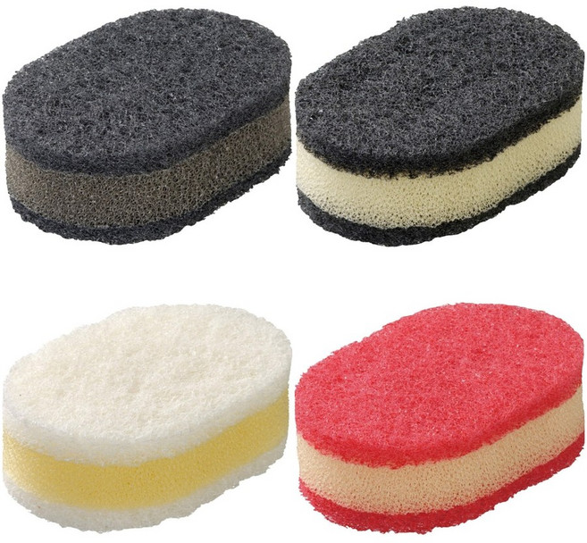 라바제 일본 설거지 풍부한거품 스펀지 수세미 4개 세트, 블랙x블랙 4개