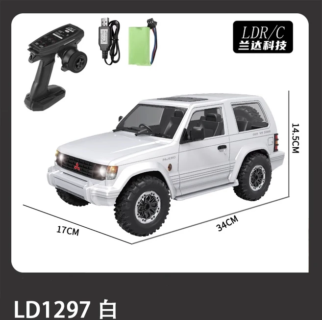 1/14 Ld1297 RC 원격 조종 차량 조명 포함 사륜구동 오프로드 모델 호환, [01] LD1297 RTR white