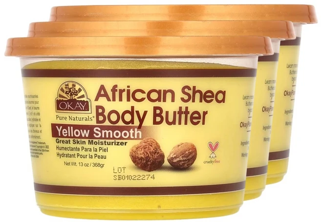 오케이 퓨어 내추럴스 시어 바디 버터 옐로우 368g 3개 아프리칸 버터 - 쿠팡
