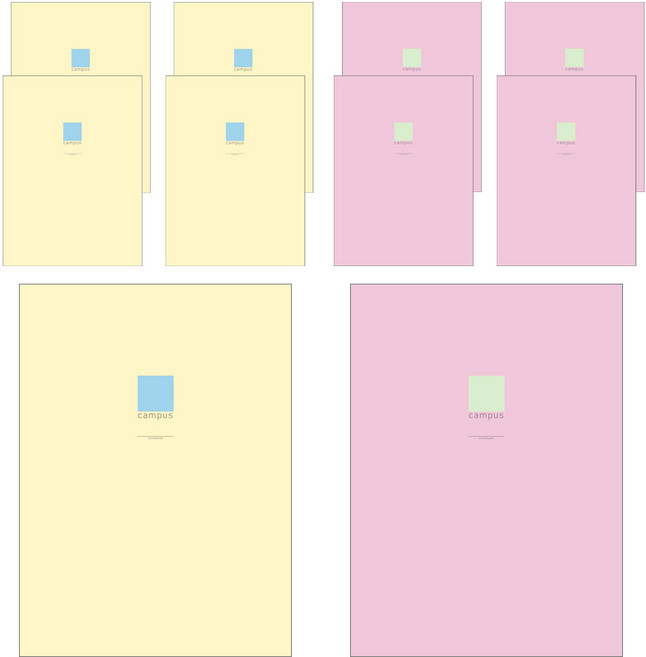 클라리온 바른네모 캠퍼스 대학노트, 10권, A 옐로우/핑크