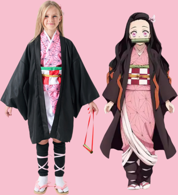 귀멸의칼날 네즈코 어린이 키즈 코스프레 의상 할로윈 코스튬 풀세트