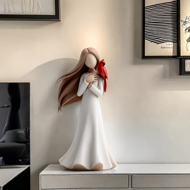 跨境新款樹脂愛心天使擺件家居桌面裝飾品創意禮物樹脂雕像工藝品, E款