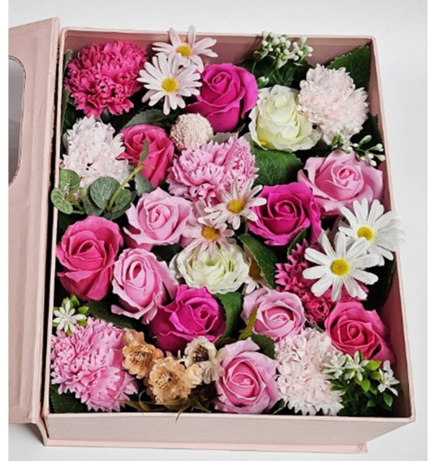 어버이날 용돈 비누 꽃박스, 핑크