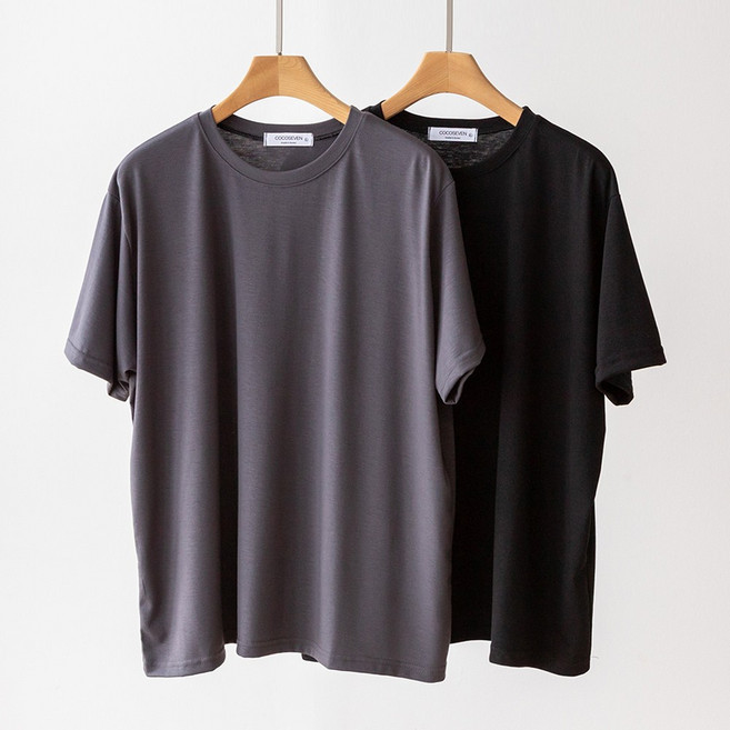 코코세븐 1+1 여성 빅사이즈 데일리 스판 이너 무지 레이어드 라운드 반팔 티셔츠