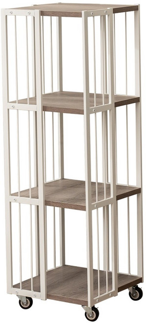 拜爾家居 360度旋轉落地書架 3/4/5層 萬向輪收納架 台灣製造 可旋轉展示架, 三層