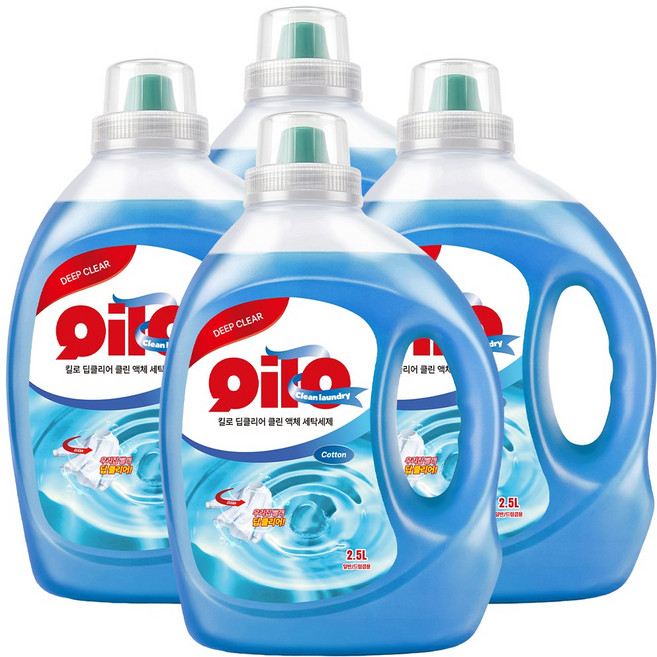 3+1 킬로 베이킹소다 대용량 액체 세탁세제 2.5L 코튼향 일반 드럼 겸용 액상 실내건조, 4개