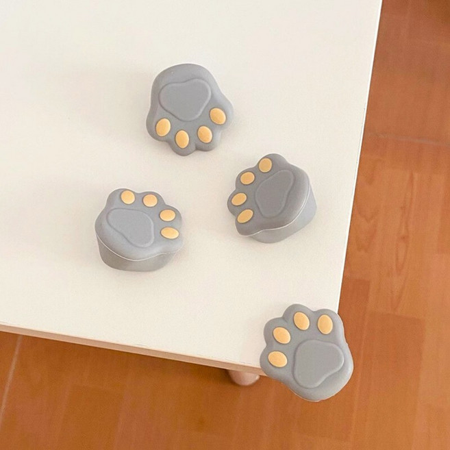 BAGEL蓓果 兒童安全桌角防撞角 可愛百變怪 微笑雲朵, 灰色貓爪, 1個