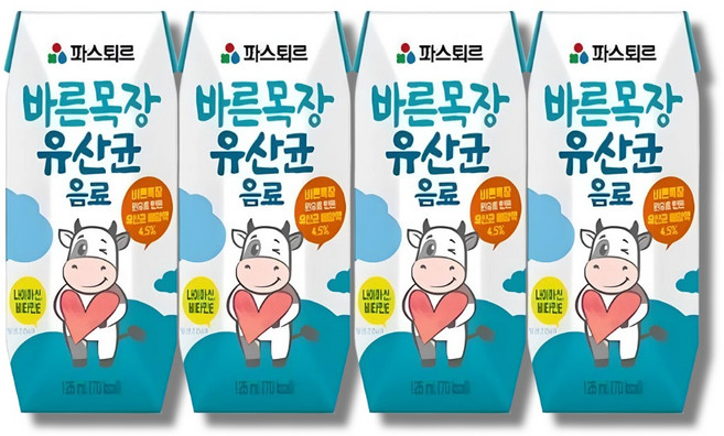 바른목장유산균음료 125MLx4입파스퇴르, 125ml, 4개