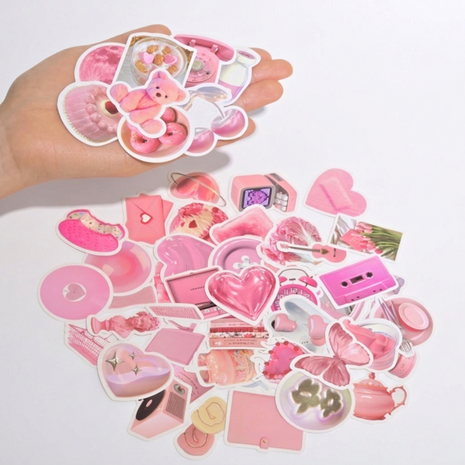 다이어리 꾸미기 스티커 50매 1세트 다꾸, 50개, A핑크