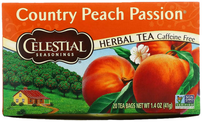 Celestial Seasonings 컨트리 피치 패션 허벌 티 카페인 프리, 41g, 1개